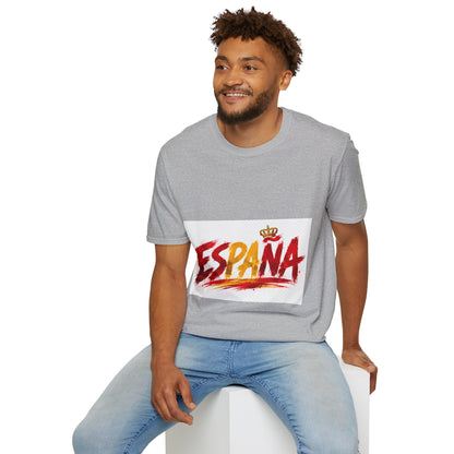 Spain  Graphic T-Shirt — Spanish Flag Brushstroke Design with Crown