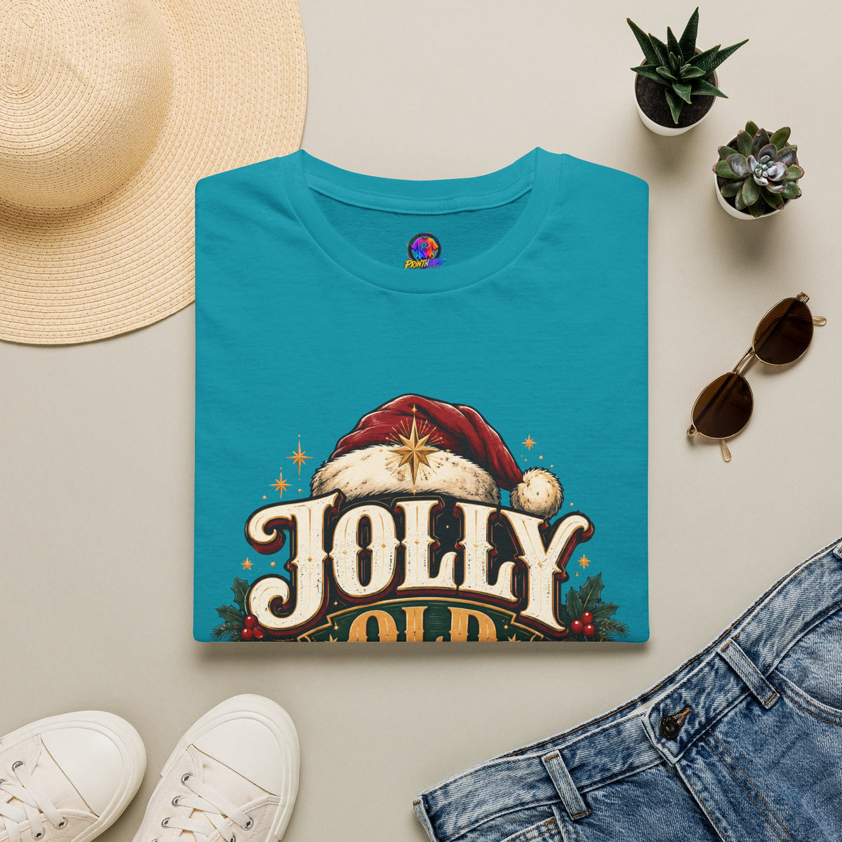 Jolly Old Soul T-Shirt — Vintage Santa Holiday Graphic Tee