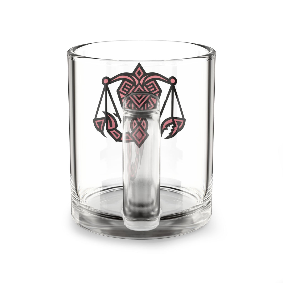 Scorpio  Zodiac Glass Mug — Pink Geometric Scales 10oz