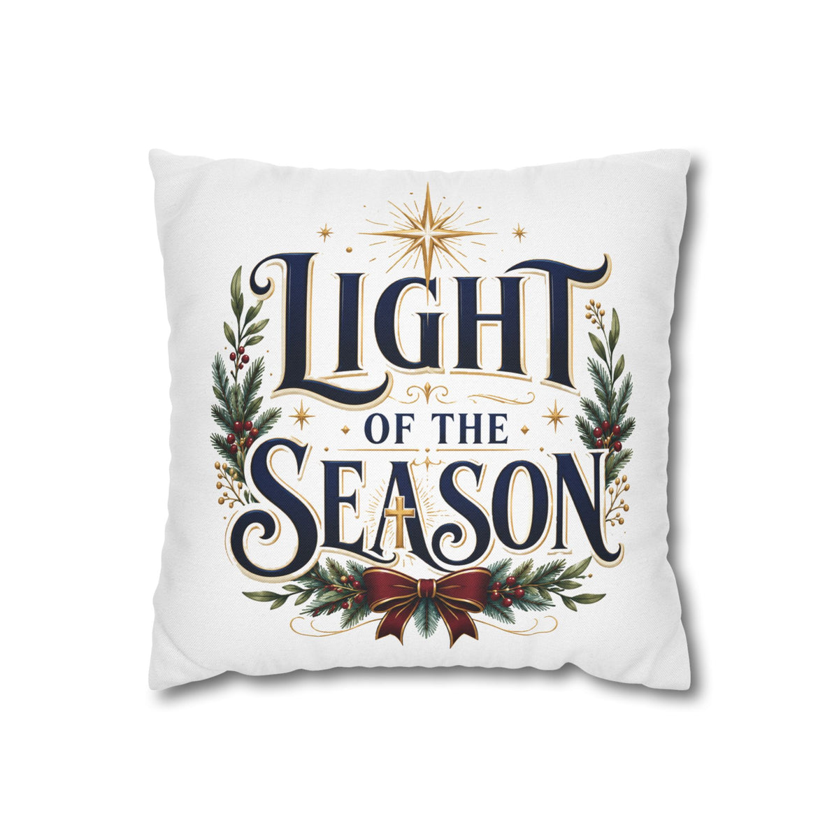 Christmas Holiday Throw Pillowcase— "Light of the Season" Decorative Cushion