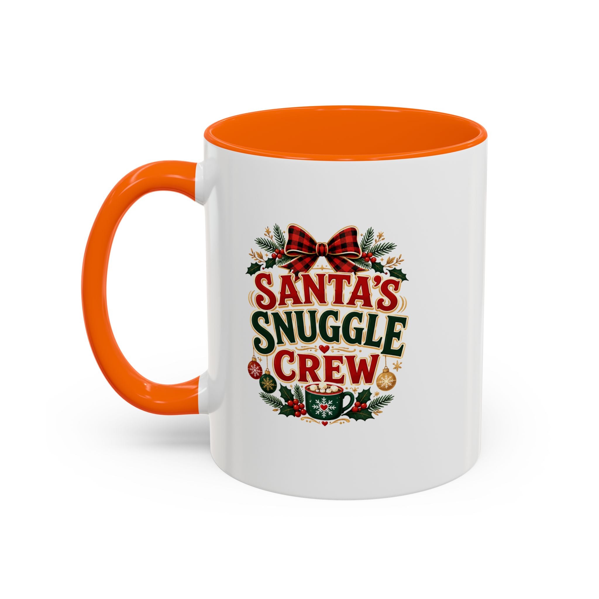 Santa’s Snuggle Crew Accent Coffee Mug — Holiday Christmas Cocoa Cup