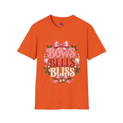 T-Shirt — Bows Bells Bliss Christmas Graphic Tee