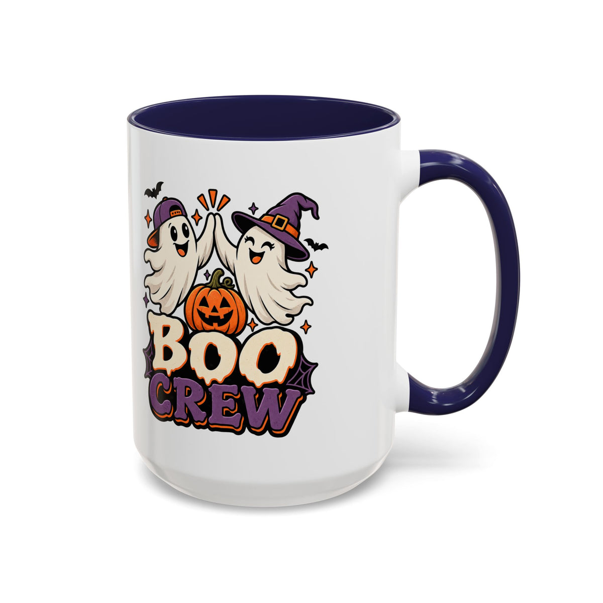 Boo Crew Halloween Accent Coffee Mug — Cute Ghosts & Jack-O'-Lantern Design (11/15 oz)