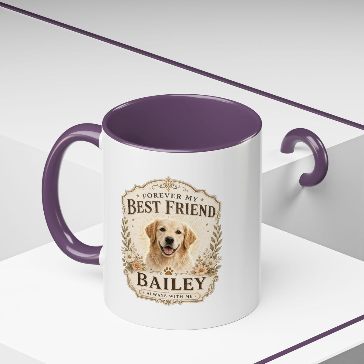 Milo Bailey Dog Dad Mom Forever My Best Friend Dog Coffee Mug — Personalized Pet Name Accent Mug