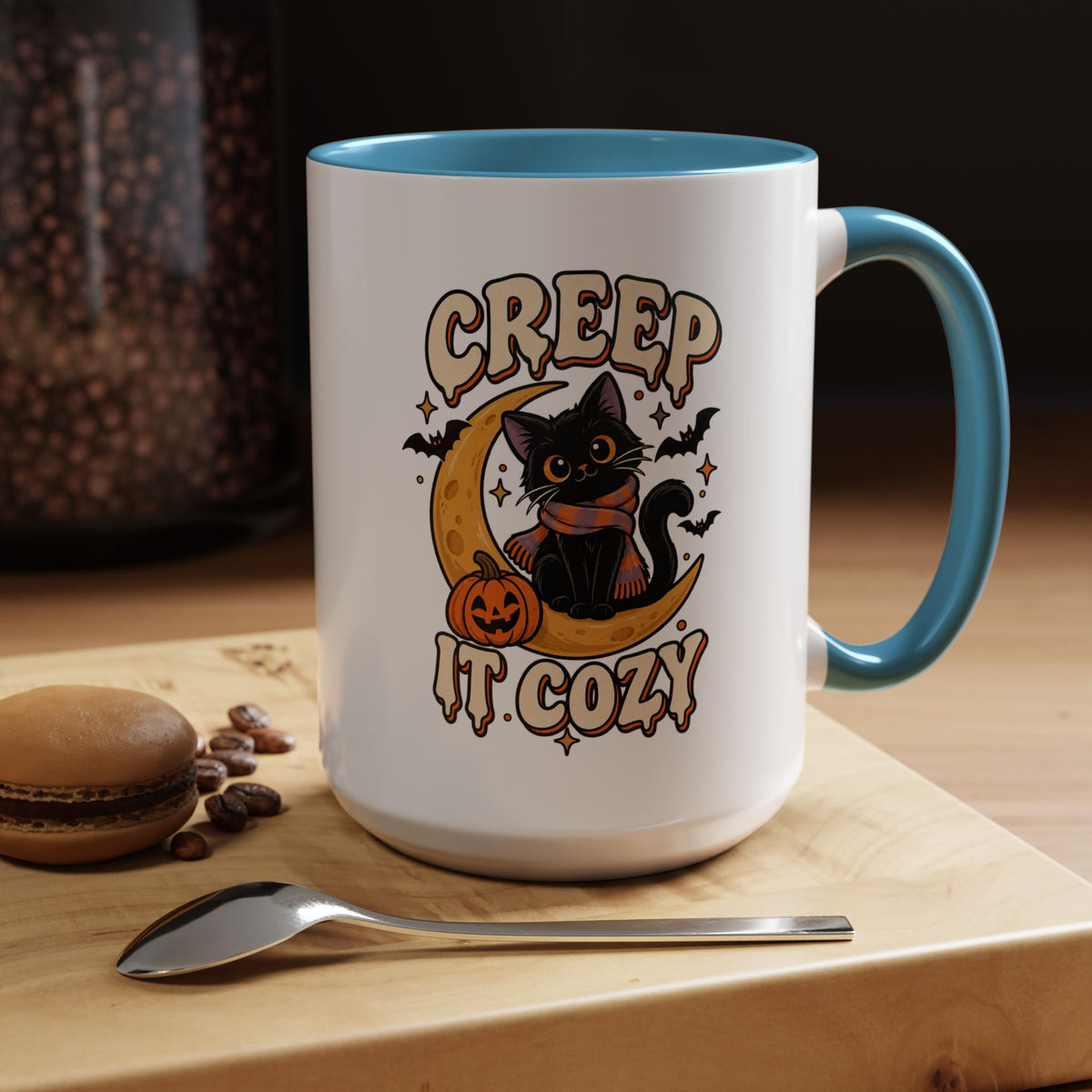 Creepy It Cozy Black Cat Halloween Accent Coffee Mug (11/15oz)