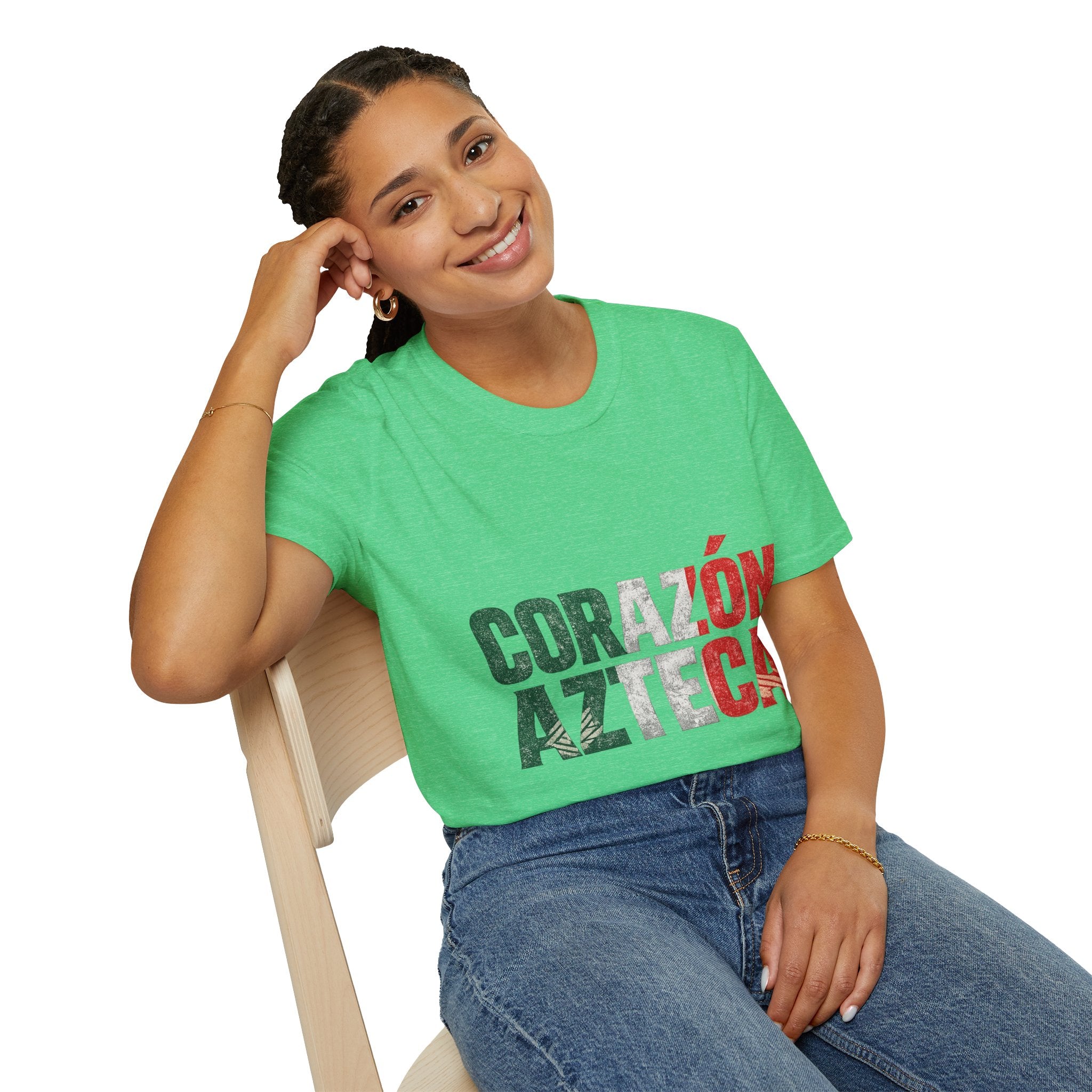 Mexico Corazón Azteca T-Shirt — Mexican Pride Flag Text Tee