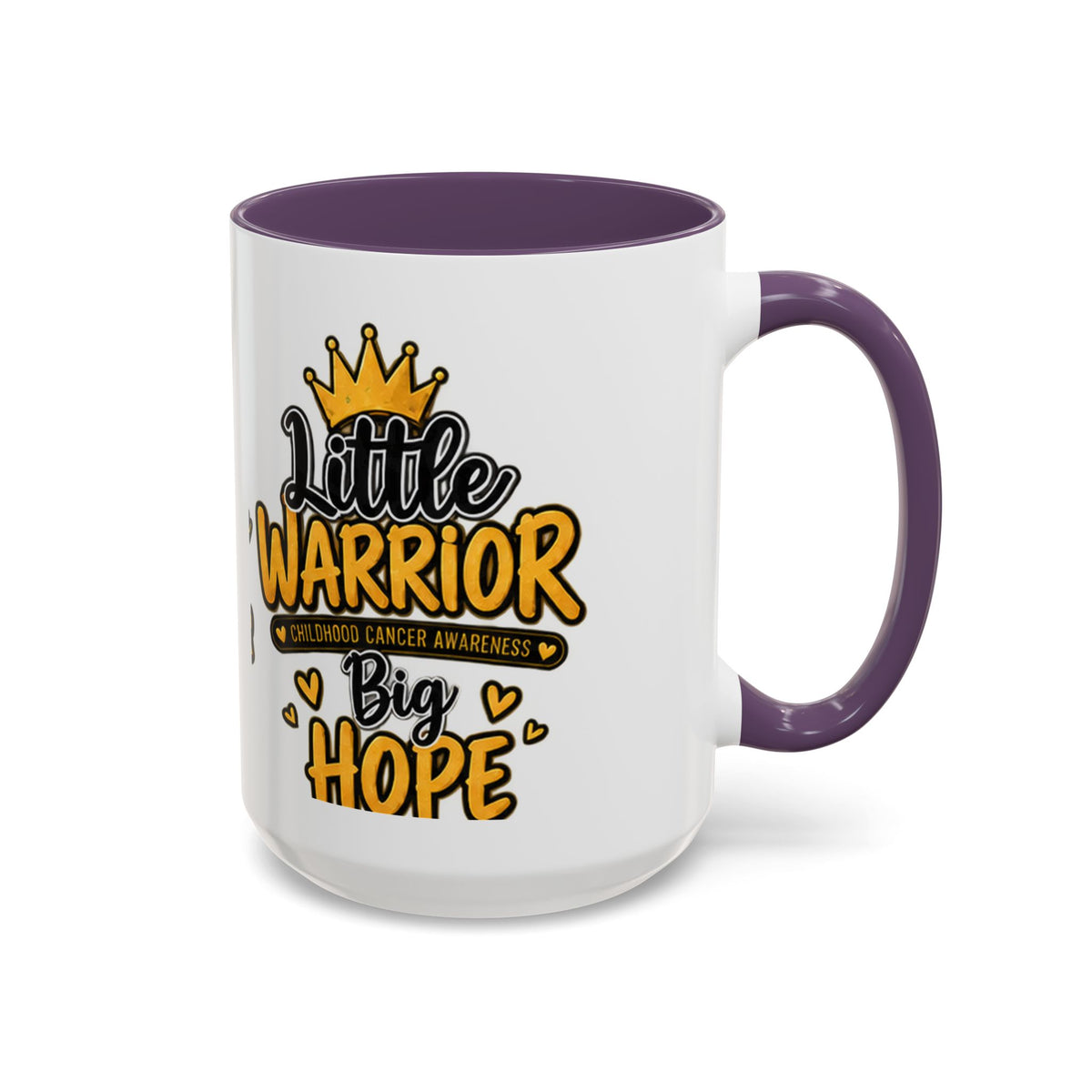 Little Warrior Childhood Cancer Awareness Coffee Mug – "Big Hope" Accent Mug