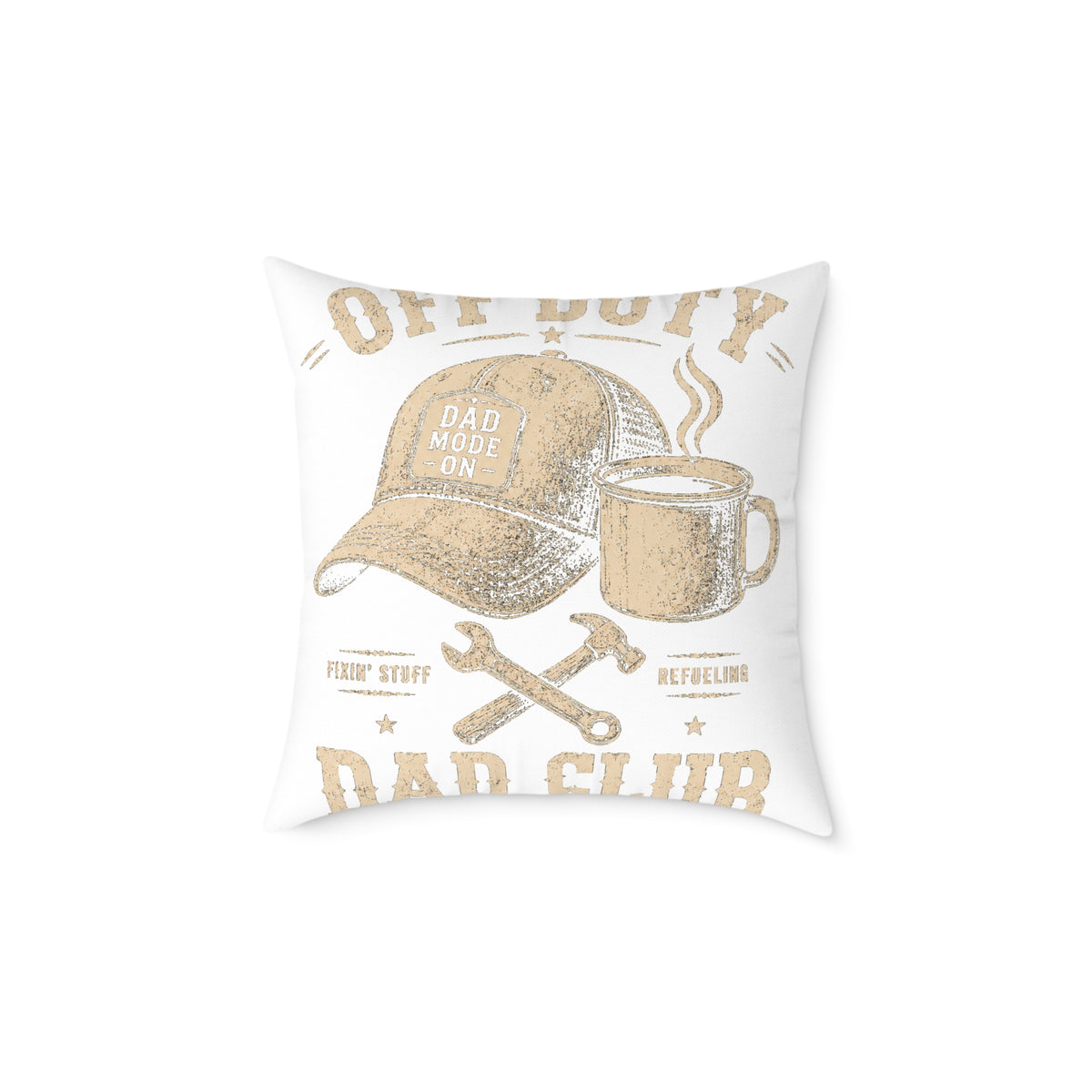 Decorative Pillow  Milo Bailey Dog Dad Mom – "Dad Made It" Cap & Coffee Rustic Throw Pillow for Father’s Day