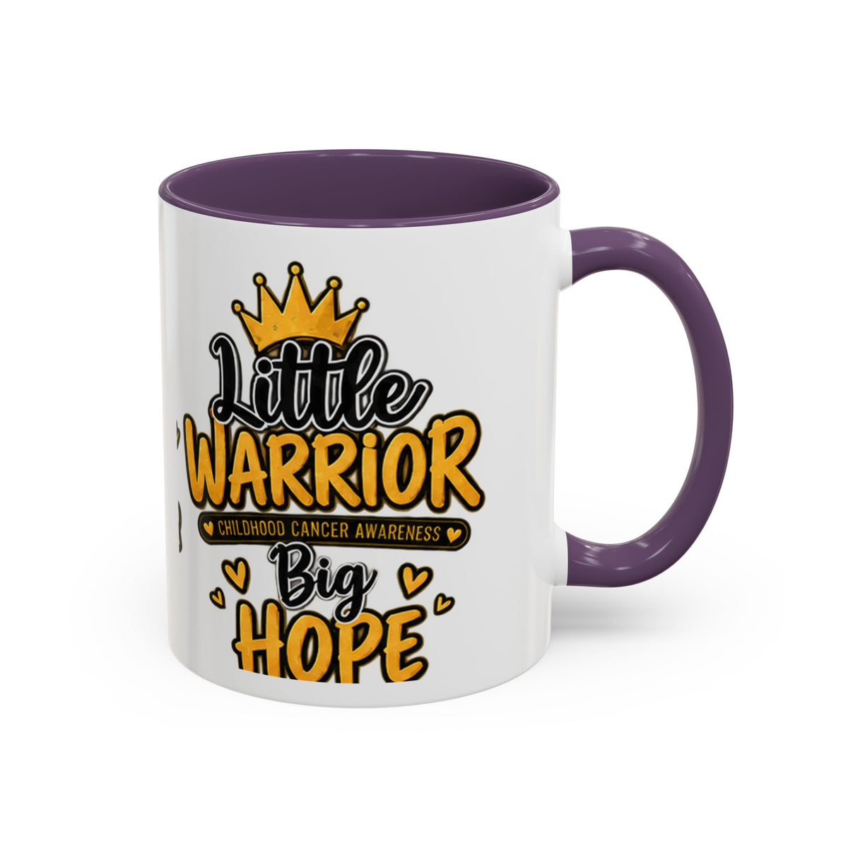 Little Warrior Childhood Cancer Awareness Coffee Mug – "Big Hope" Accent Mug