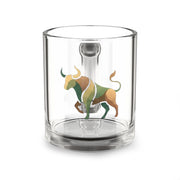 Taurus Zodiac Glass Mug Bull Illustration Glass Mug — 10oz Zodiac Taurus Coffee Cup