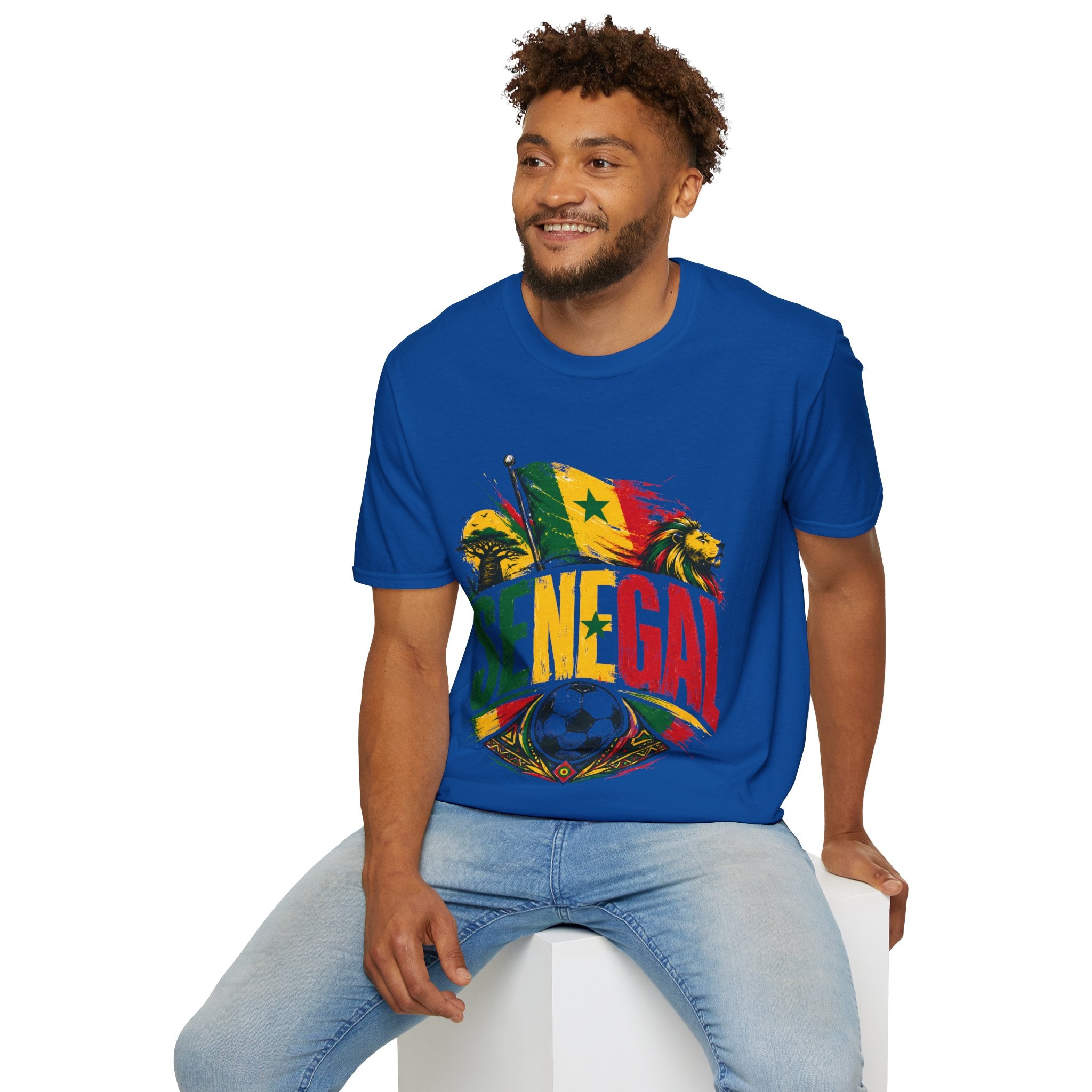 Senegal Flag Soccer T-Shirt — Lion & Football Pride Tee