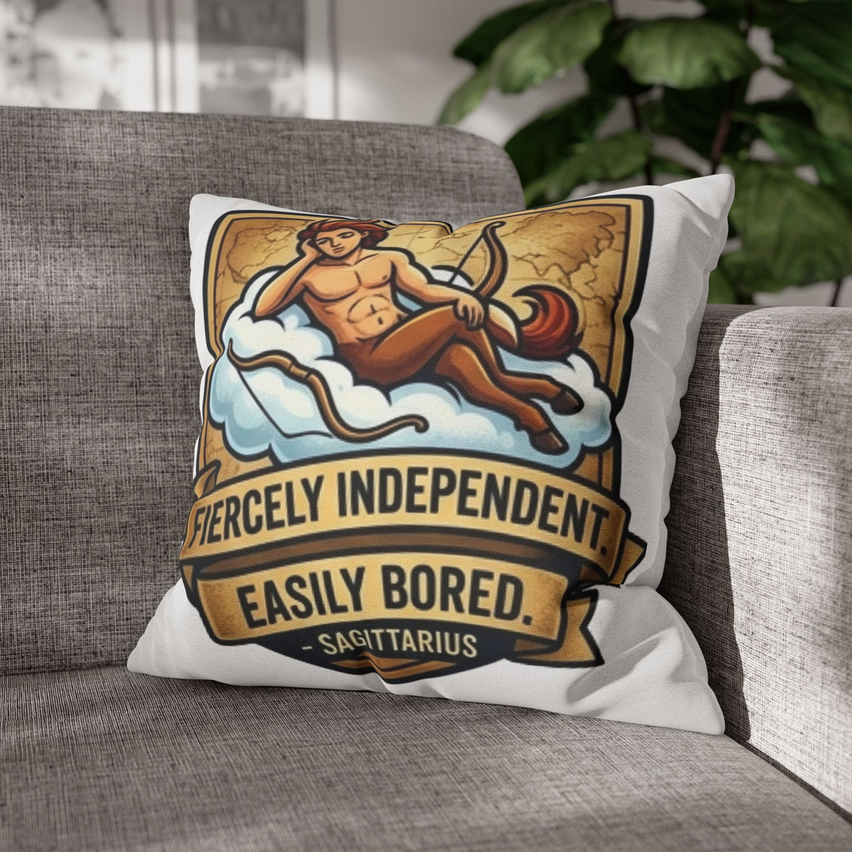 Sagittarius Zodiac Pillowcase – "Fiercely Independent, Easily Bored" Decorative Throw Pillow Cover