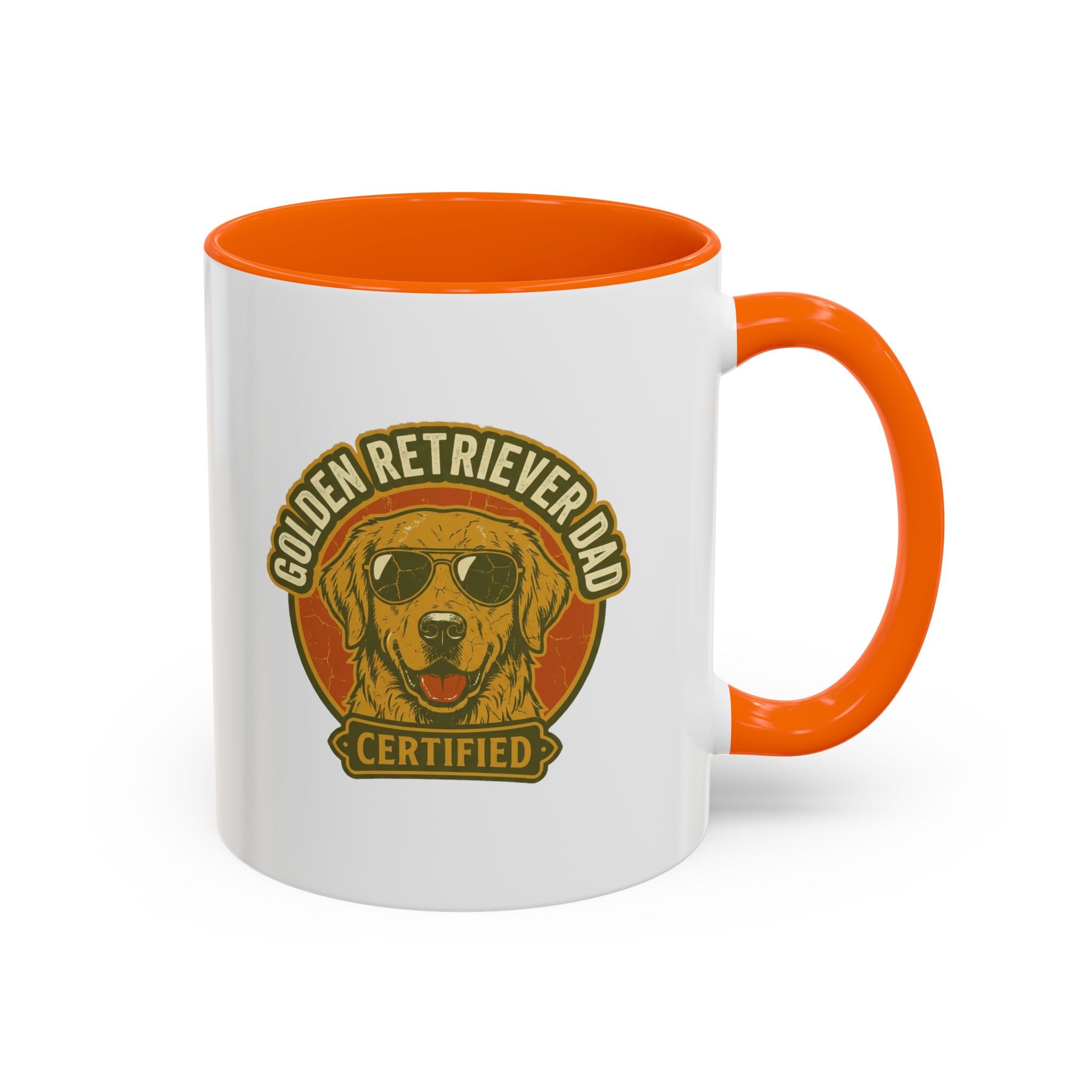 Funny Golden Retriever Dad Coffee Mug — "Certified" Dog Dad Accent Mug