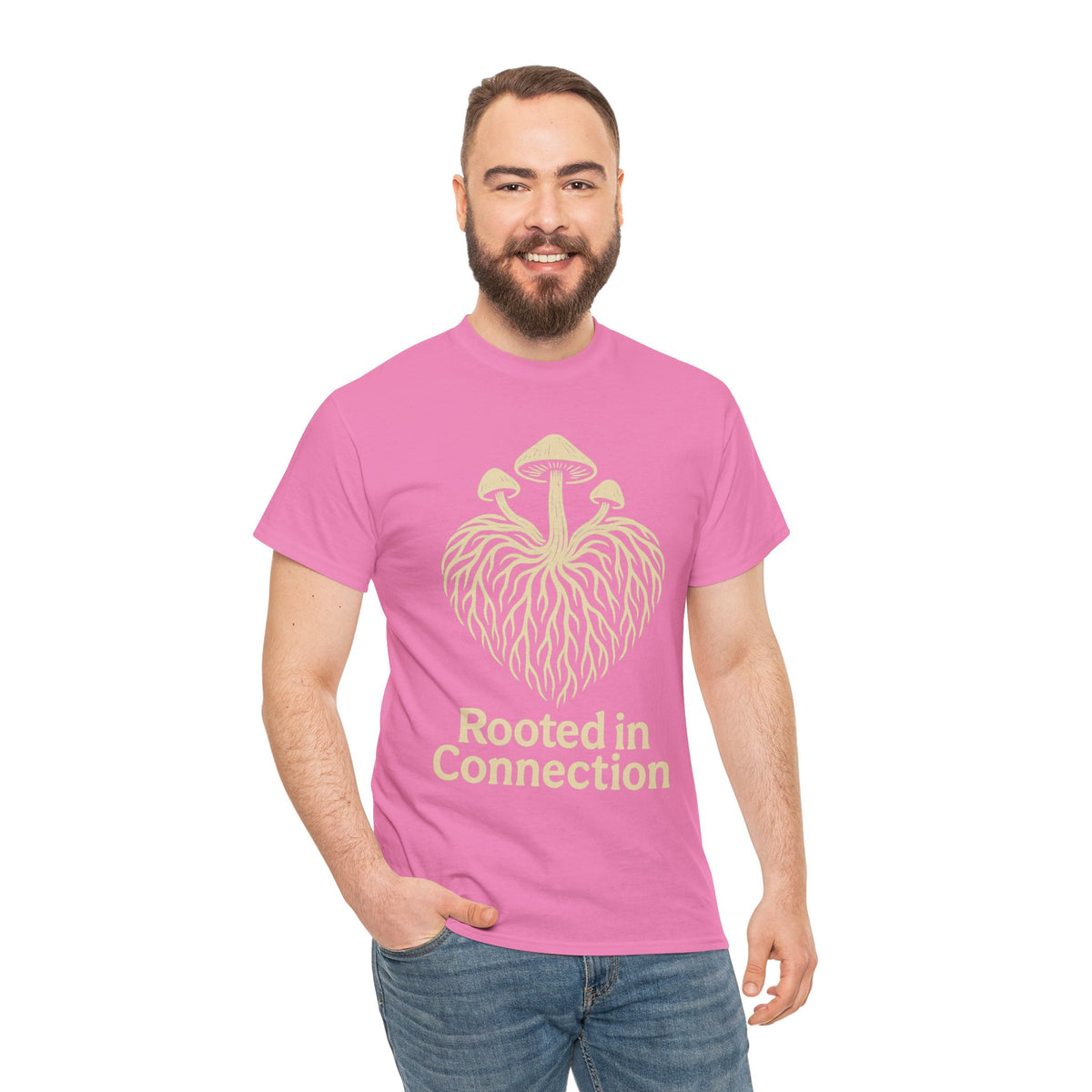 Rooted in Connection Mushroom Graphic Tee - Aesthetic Nature T-Shirt - Trending Now - September 2026