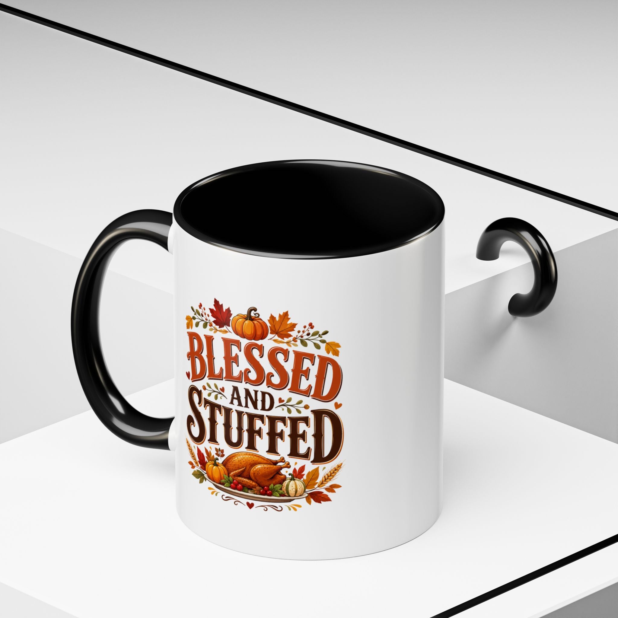 Thanksgiving Mug Blessed and Stuffed Coffee Mug — Thanksgiving Fall Ceramic Accent Mug