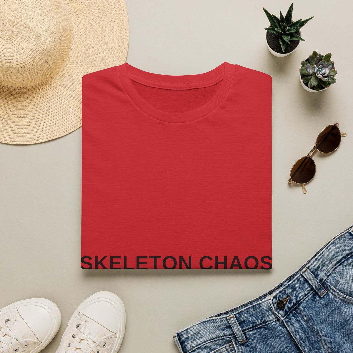 Skeleton Chaos Mode Minimalist Text T-Shirt, Funny Aesthetic Typography Tee - Trending Now - September 2026