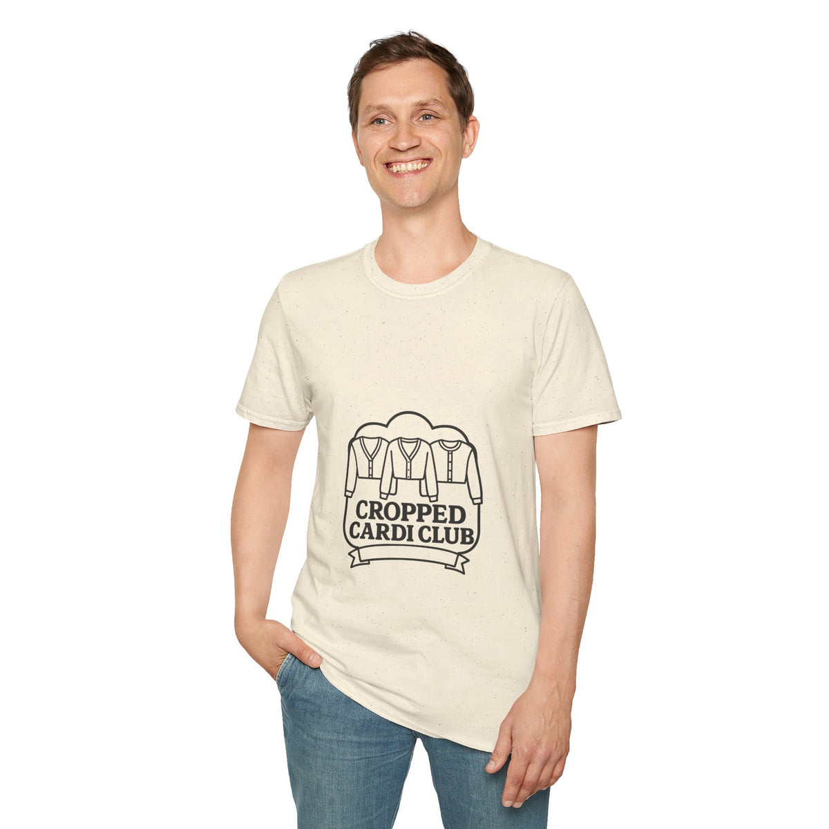 Cropped Cardi Club Trendy Knitwear Lover Graphic Tee - Trending Now - October 2026