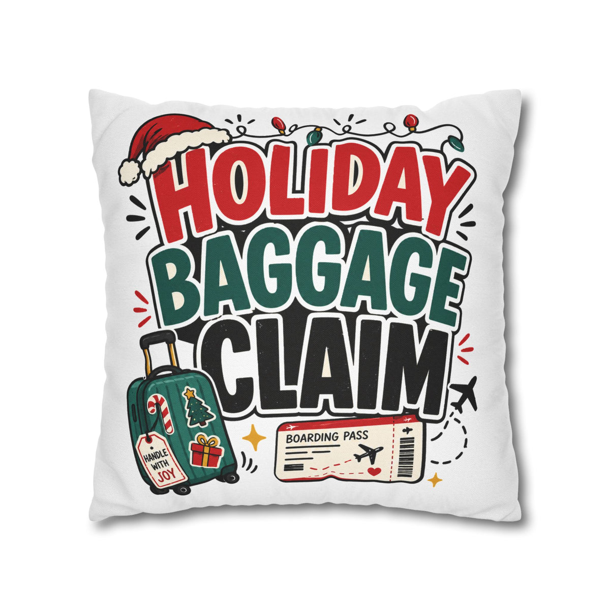 Holiday Baggage Claim Pillowcase Modern Day Christmas  - Funny Christmas Travel Decorative Throw Pillowcase