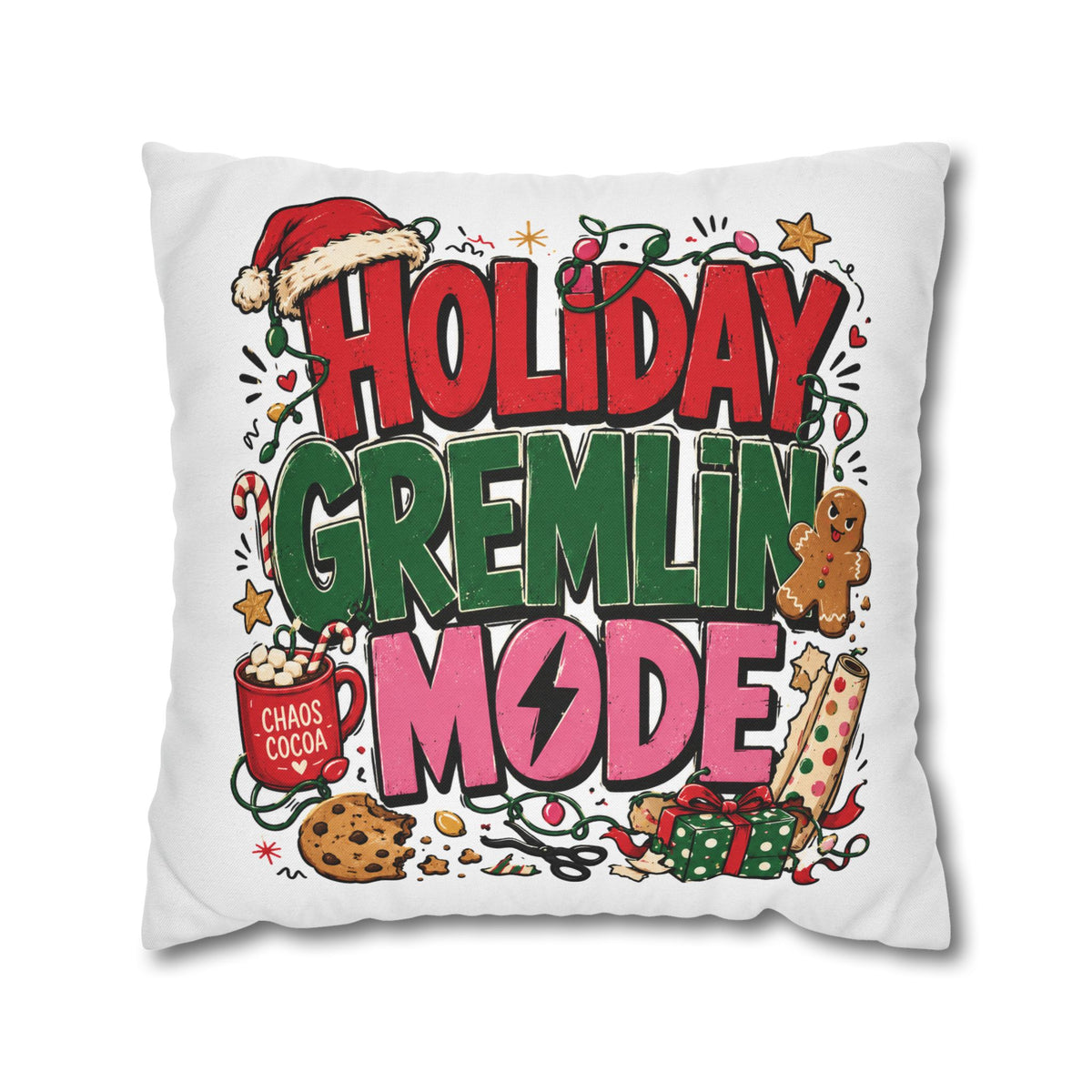 Holiday Gremlin Mode Pillowcase Modern Day Christmas