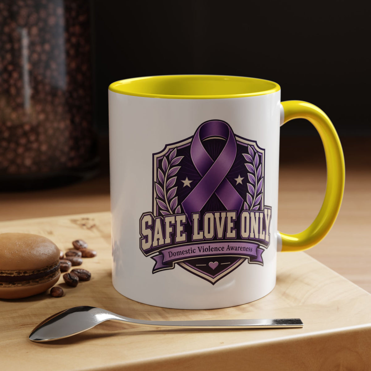 Coffee Mug — "Safe Love Only" Domestic Violence Awareness (Purple Ribbon)