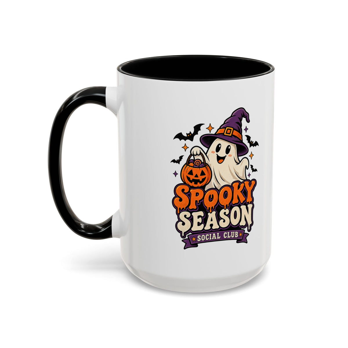 Spooky Season Coffee Mug — Cute Ghost Halloween Accent Mug (11/15oz)