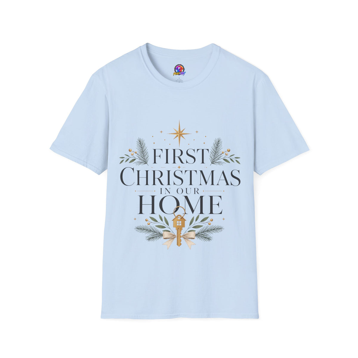 First Christmas T-Shirt — 'First Christmas in Our Home' Elegant Holiday Tee