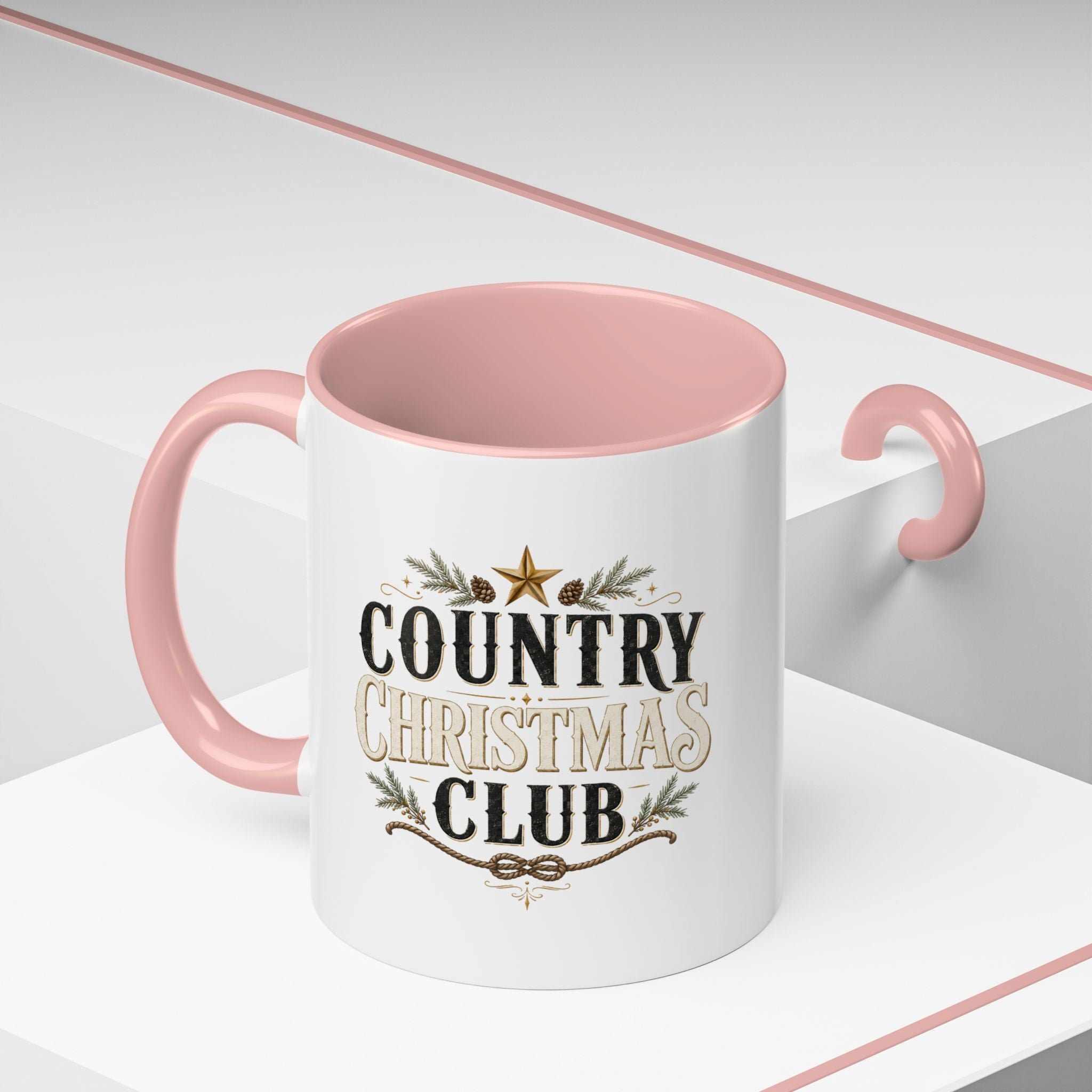 Christmas Country Christmas Club Accent Coffee Mug — Festive Rustic Holiday Coffee Cup