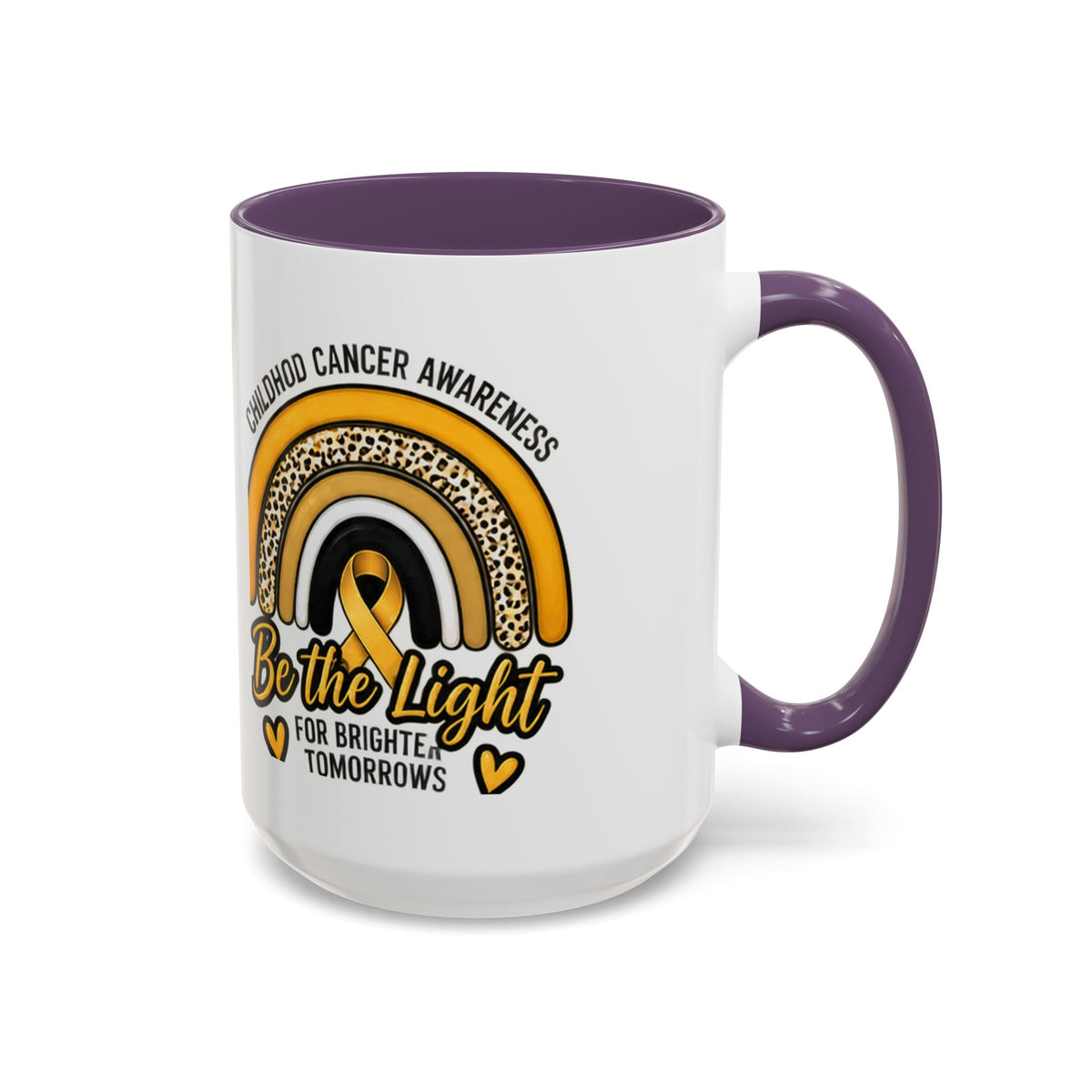 Childhood Cancer Awareness Accent Coffee Mug — "Be the Light" 11/15oz
