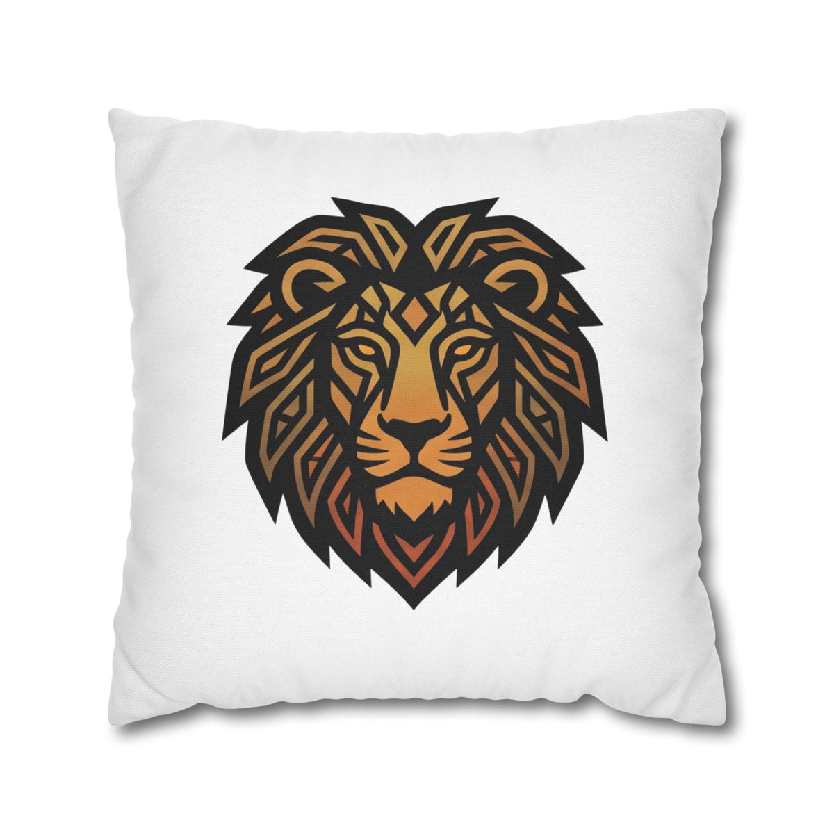 Leo Lion Head Decorative Pillowcase — Geometric Tribal Lion Throw Pillow Cover