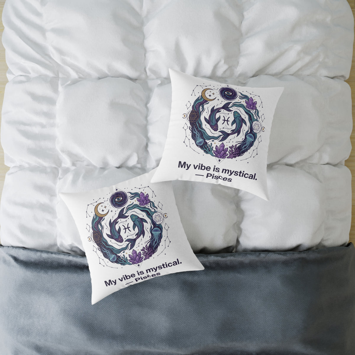 Pisces Zodiac My Vibe Is Mystical Square Poly Canvas Pillow