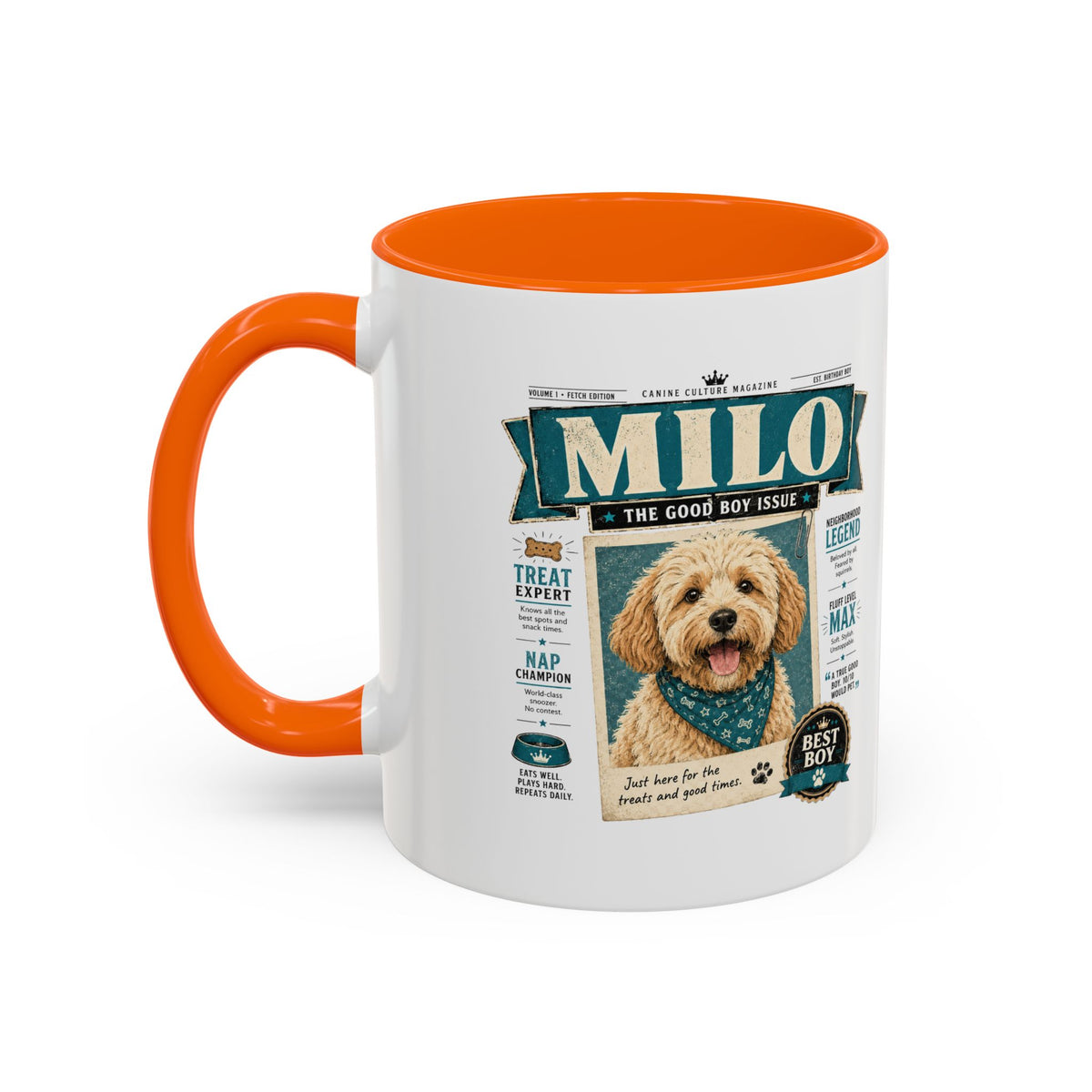 Milo Bailey Dog Dad Mom Personalized Dog Mug – “Milo” Good Boy Vintage Pet Coffee Mug