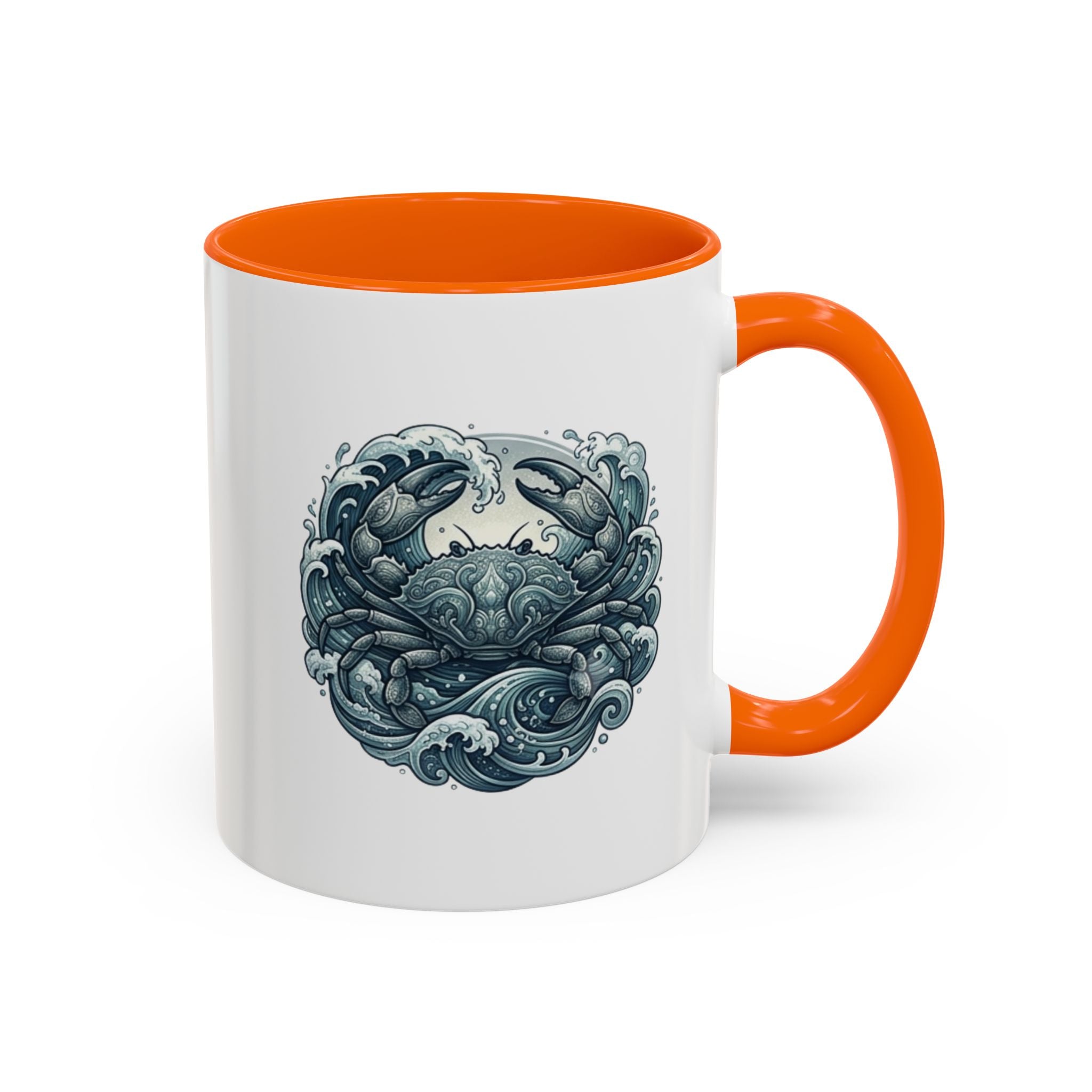 Crab Wave Accent Coffee Mug — Nautical Ocean Art