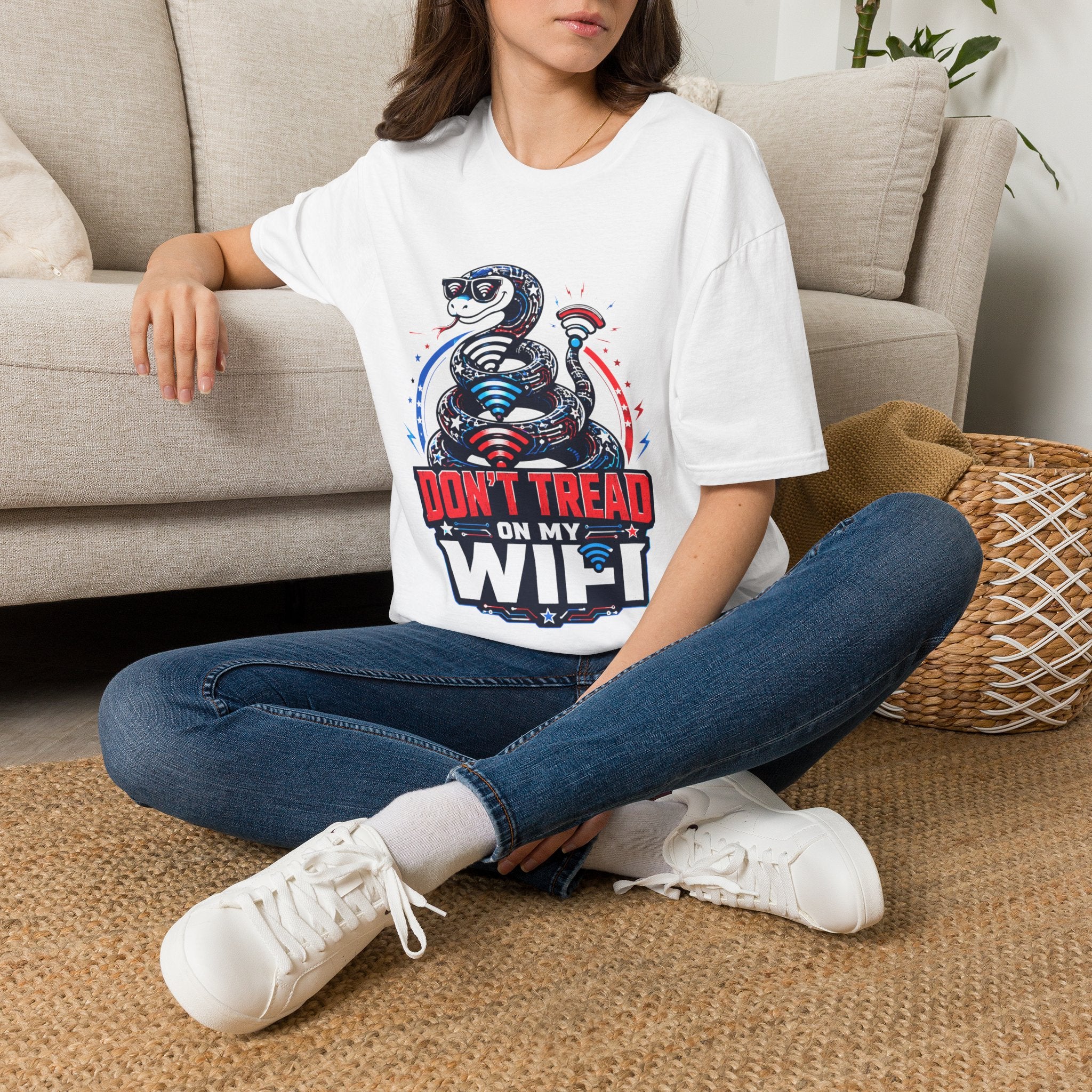 Don’t Tread on My WiFi T-Shirt — Patriotic Gadsden Snake WiFi Tee