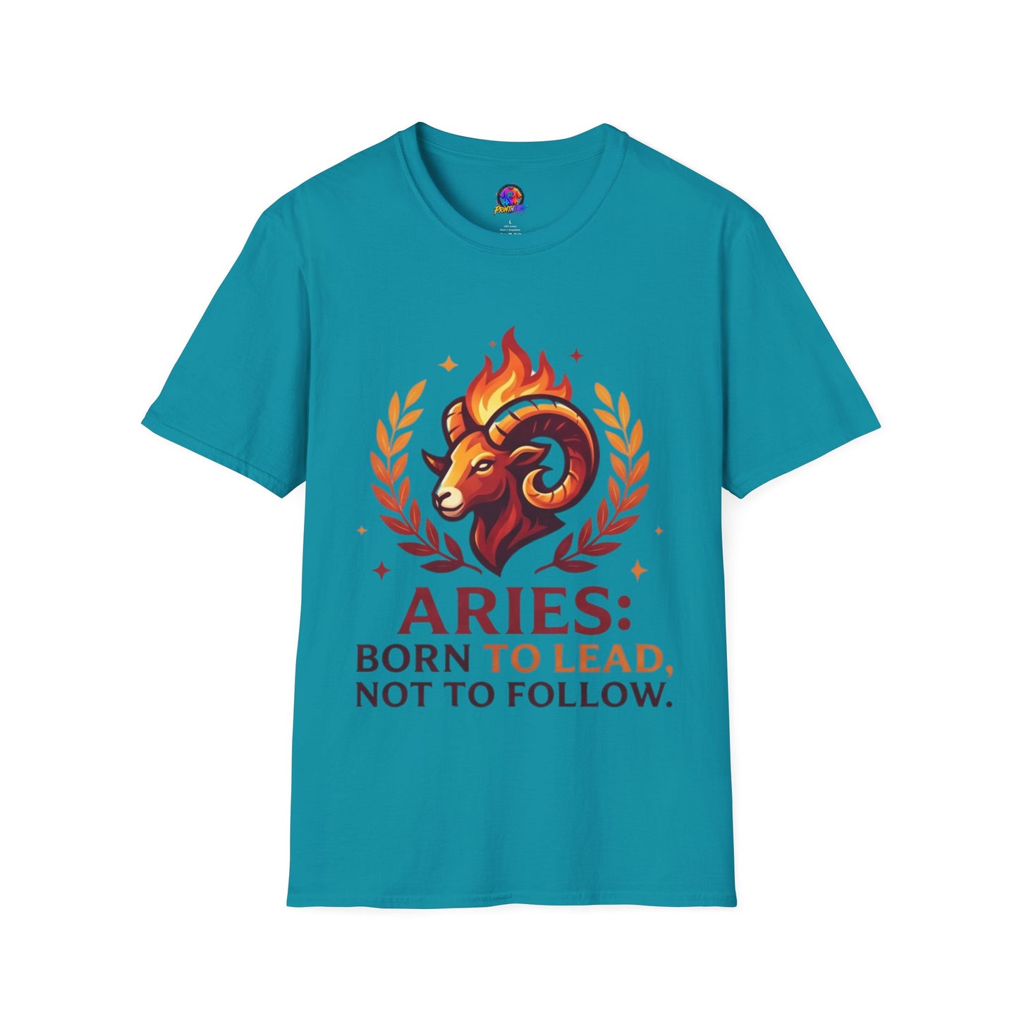 Aries Zodiac T-Shirt — "Born to Lead Not to Follow" Ram Graphic