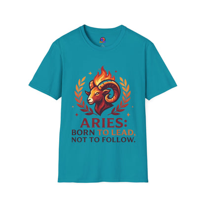 Aries Zodiac T-Shirt — "Born to Lead Not to Follow" Ram Graphic
