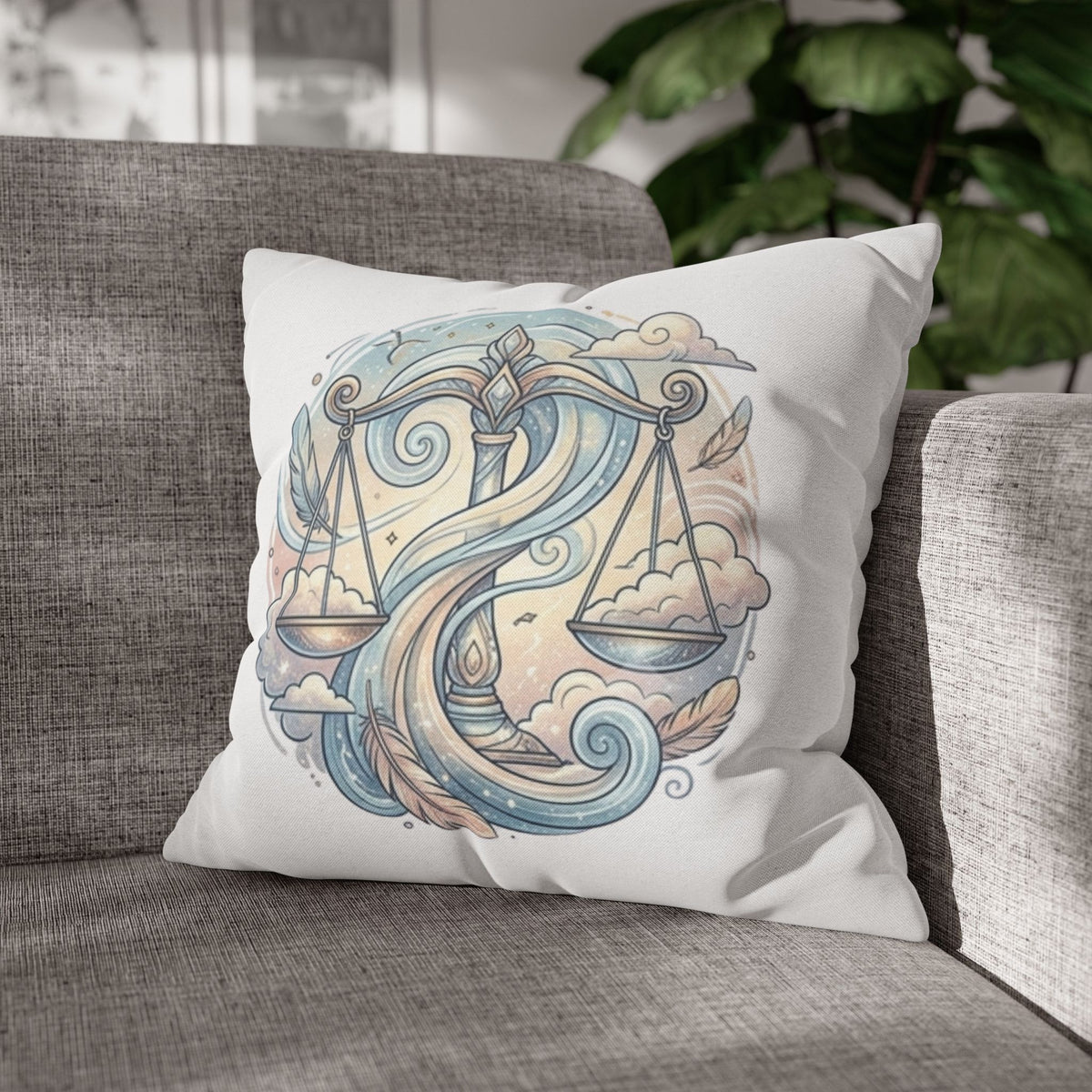 Libra Zodiac Throw Pillow pillowcase — Scales Astrology Decorative Pillowcase