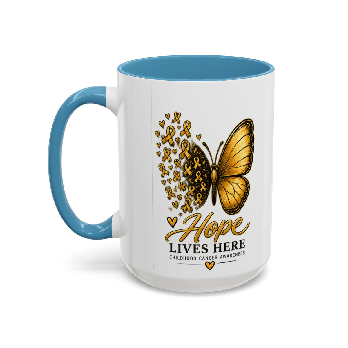 Hope Lives Here Childhood Cancer Awareness Accent Coffee Mug