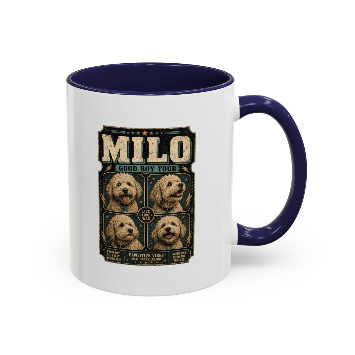 Milo Bailey Dog Dad Mom Personalized Milo Dog Coffee Mug — "Good Boy Tour" Accent Mug