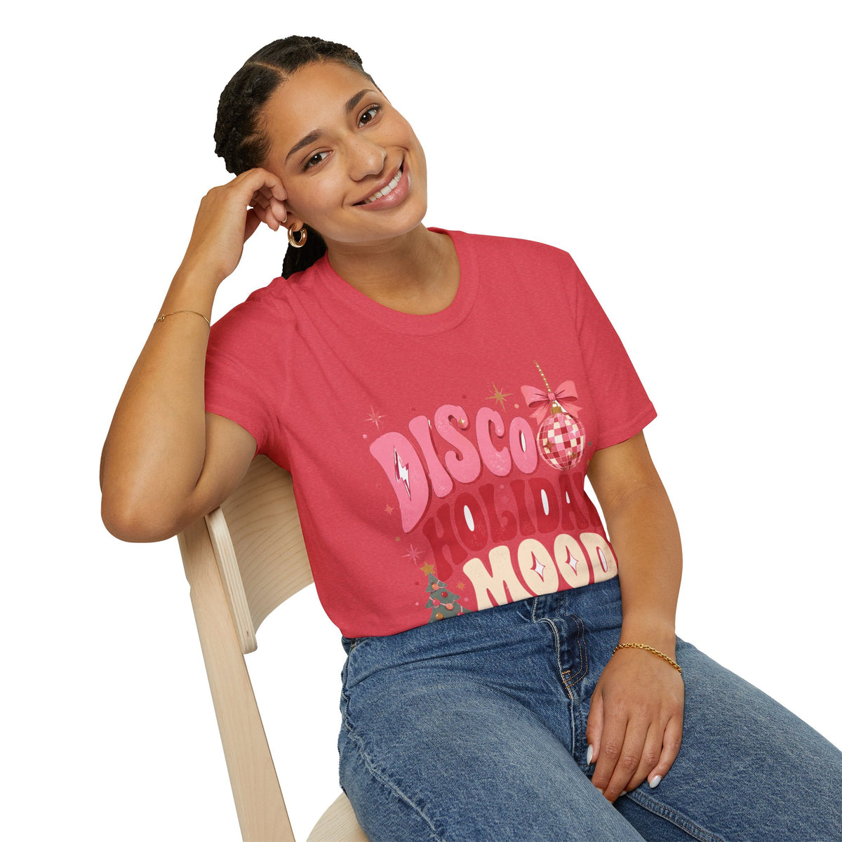 Disco Holiday T-Shirt — Retro Pink Disco Ball Christmas Tee