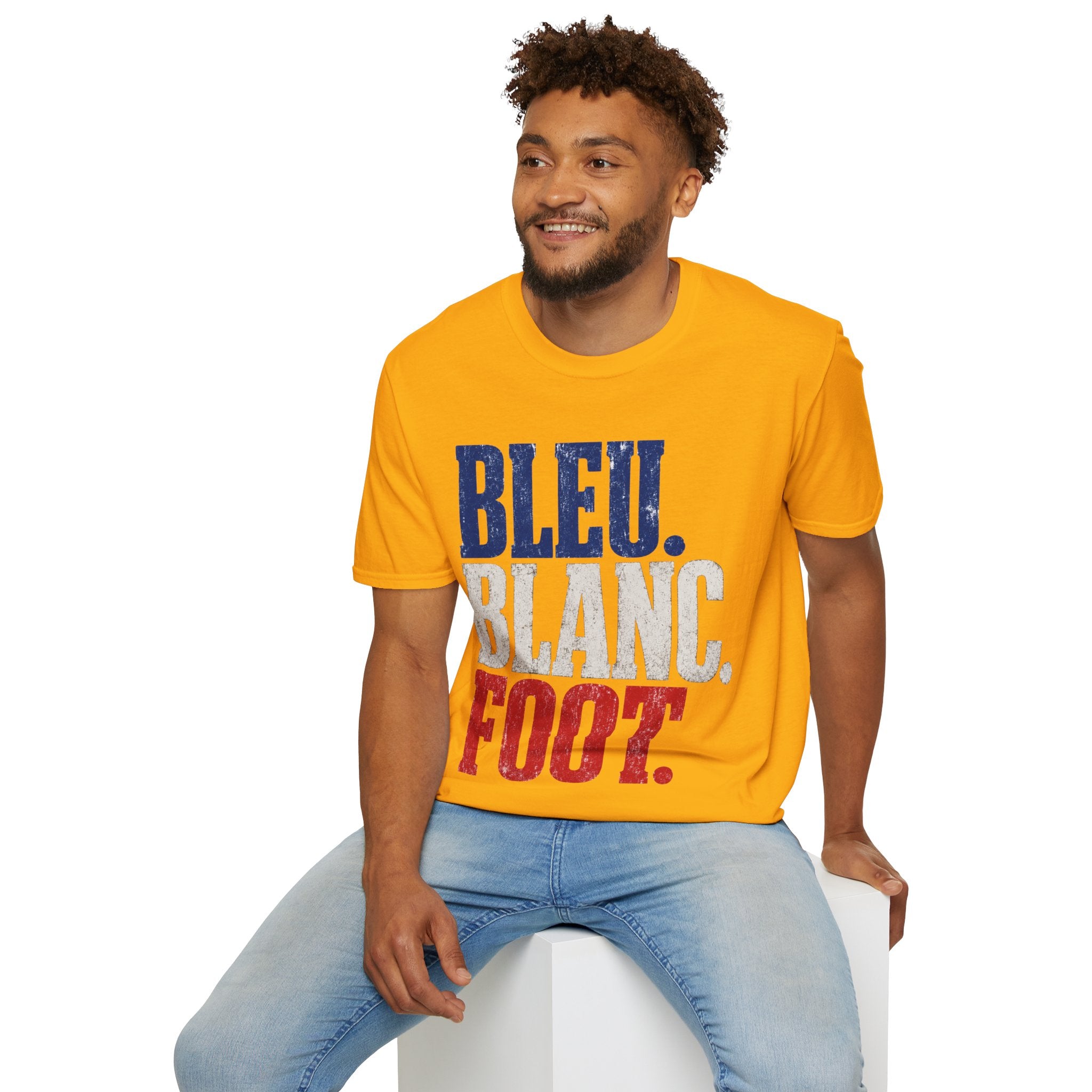 France T-Shirt — Bleu Blanc Foot Vintage French Flag Soccer Graphic Tee