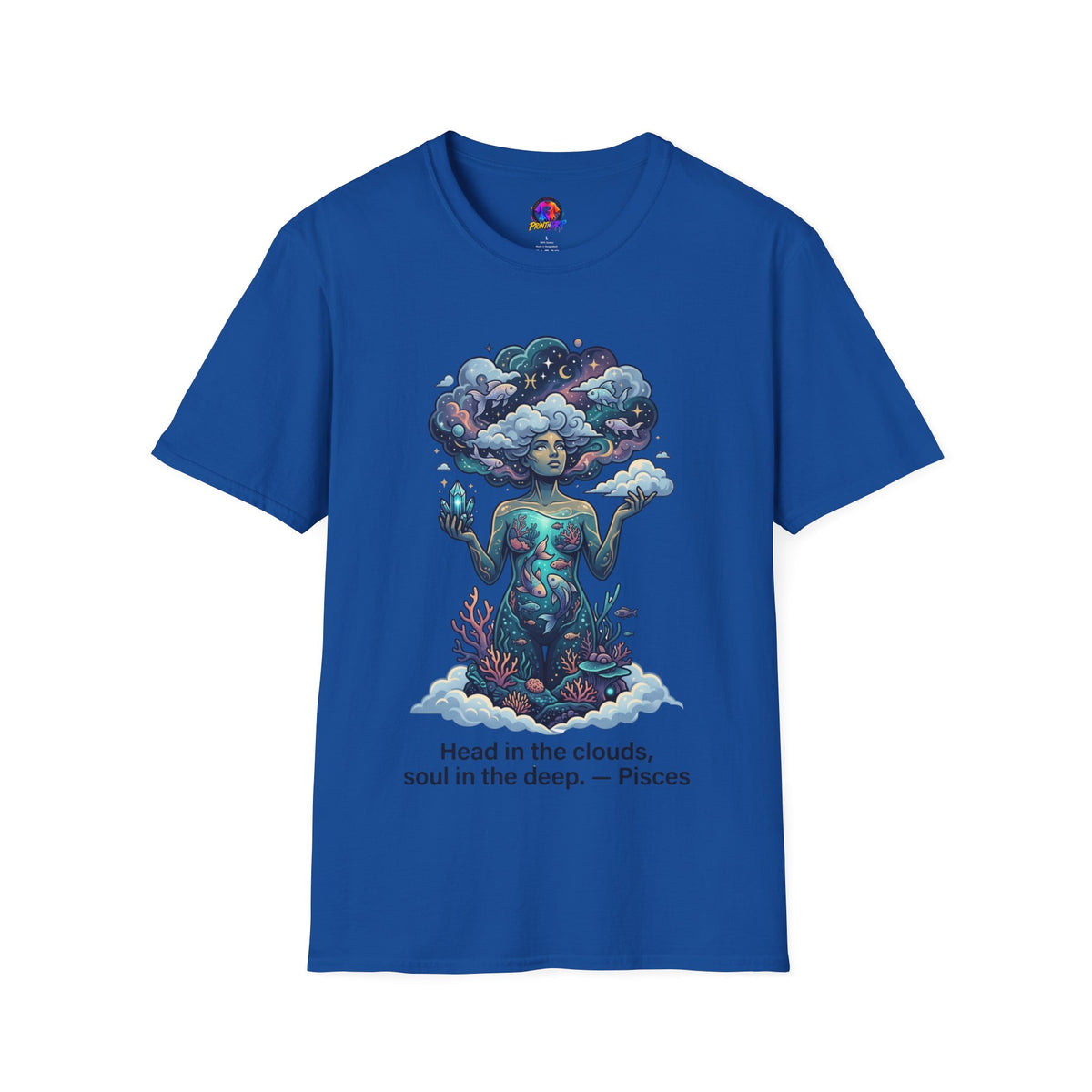 Pisces Zodiac in the Clouds T-Shirt — Dreamy Cosmic Woman Graphic Tee
