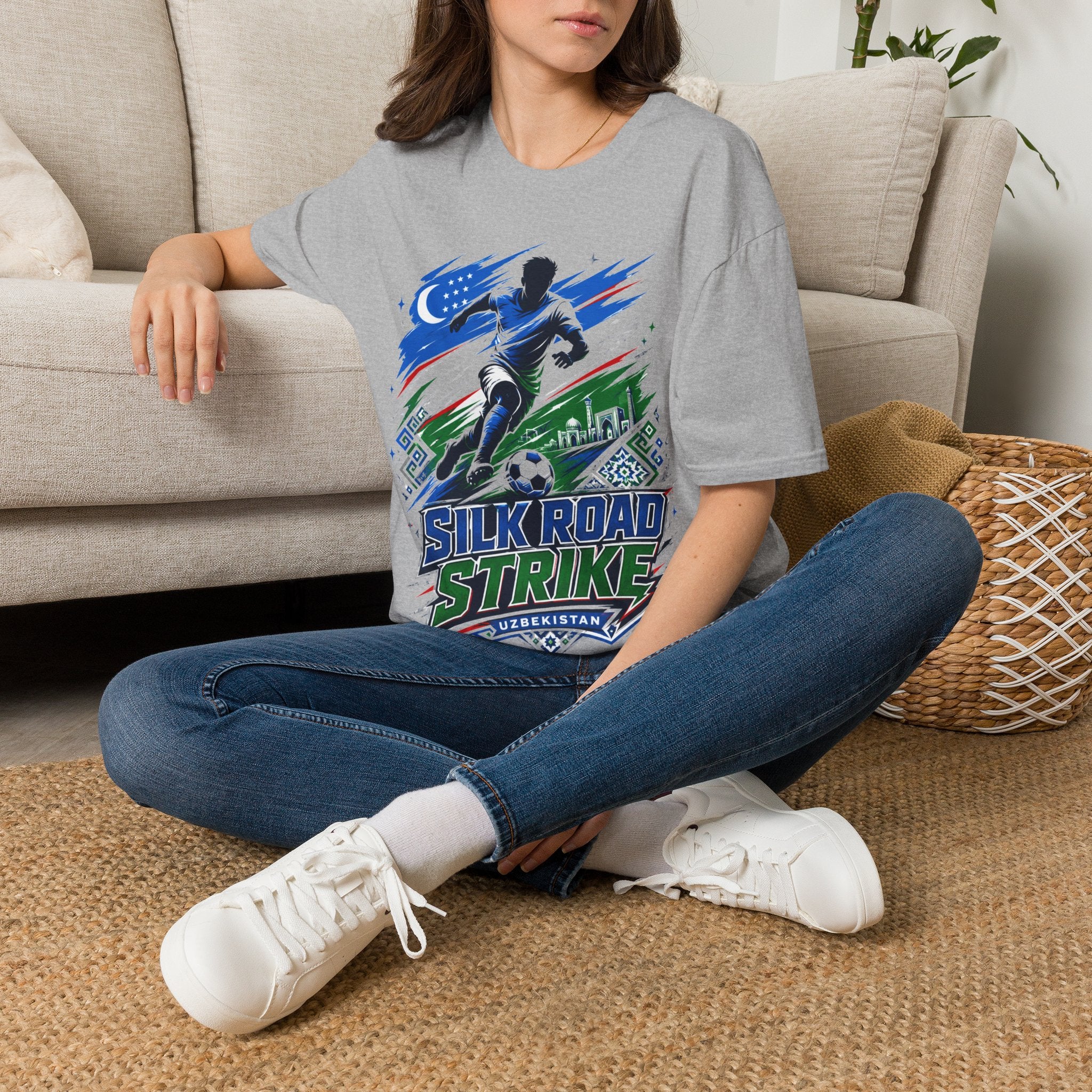 Silk Road Strike Soccer T-Shirt — Uzbekistan Football Graphic Tee