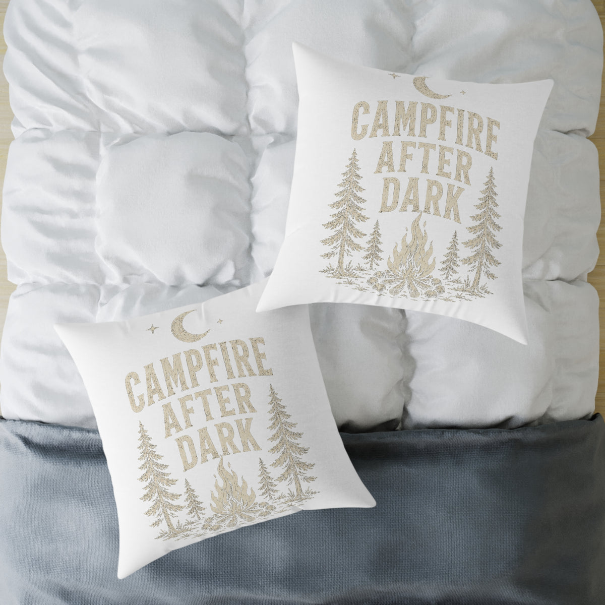 Campfire After Dark Throw Pillow Milo Bailey Dog Dad Mom — Outdoor Cabin Decor