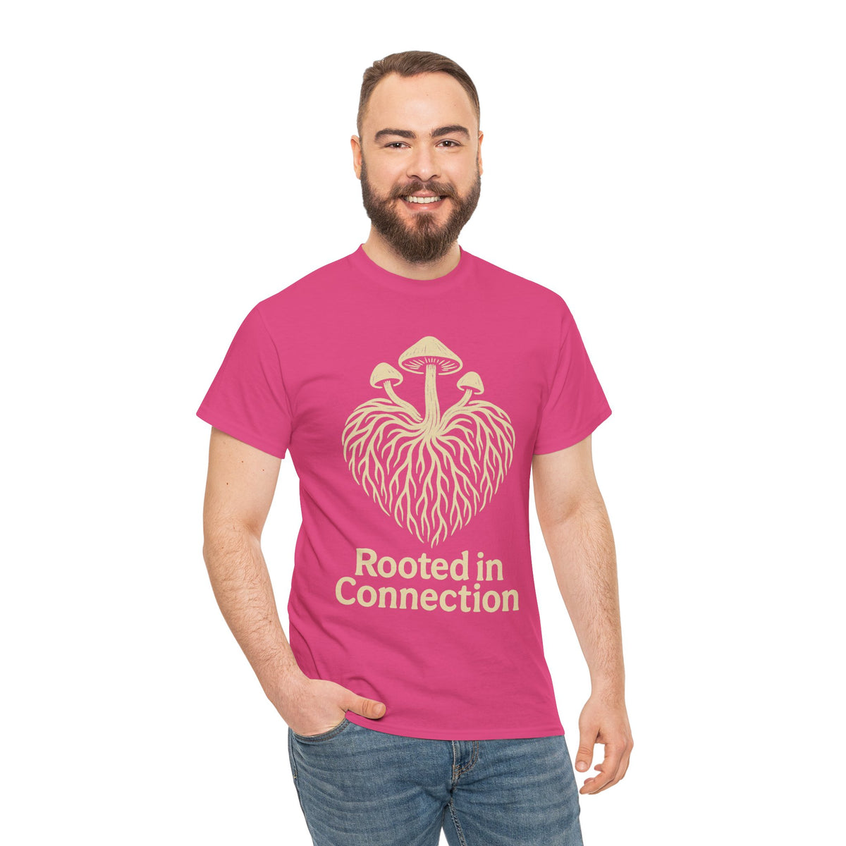 Rooted in Connection Mushroom Graphic Tee - Aesthetic Nature T-Shirt - Trending Now - September 2026