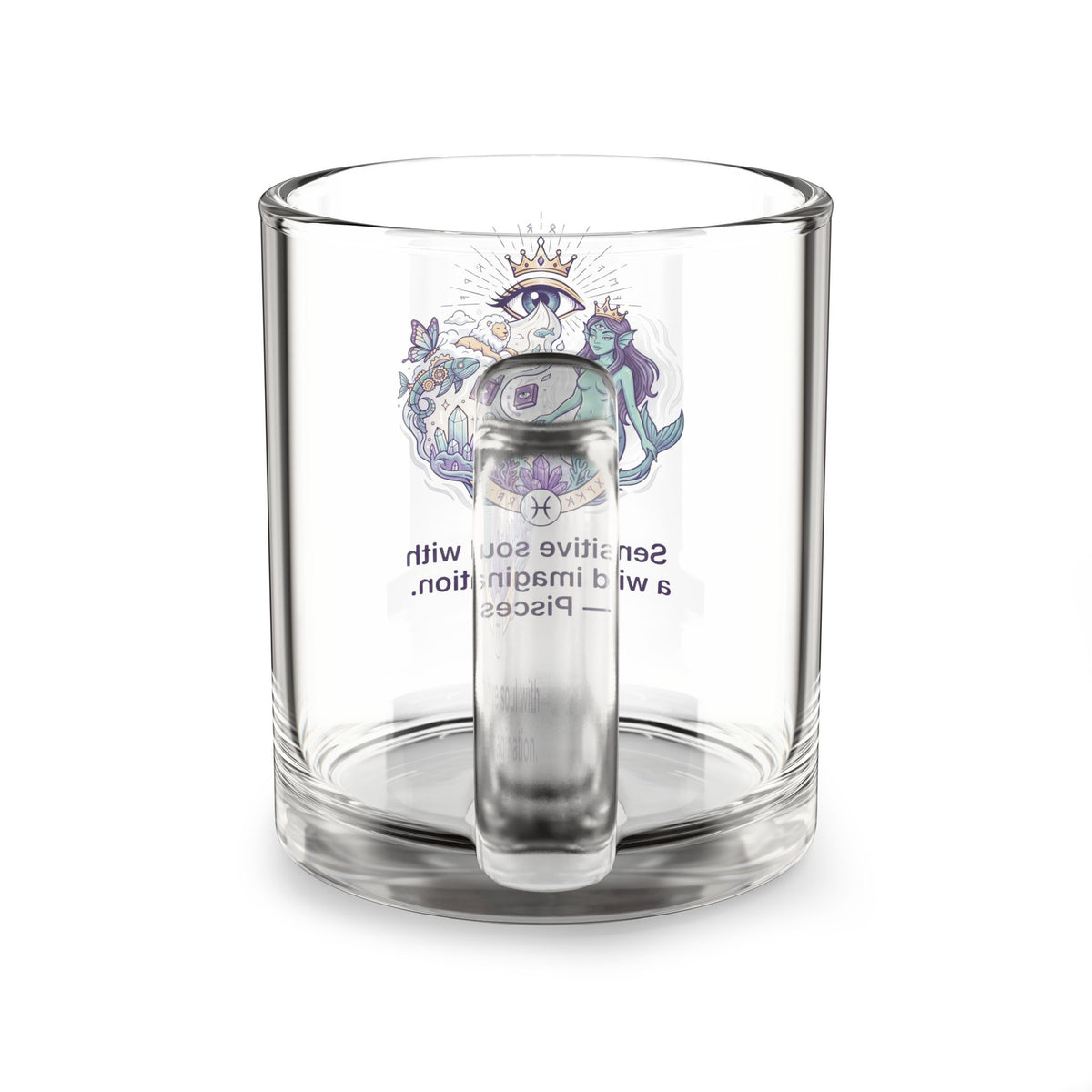 Pisces Glass Mug — "Sensitive soul with wild imagination" 10oz Zodiac Coffee Cup