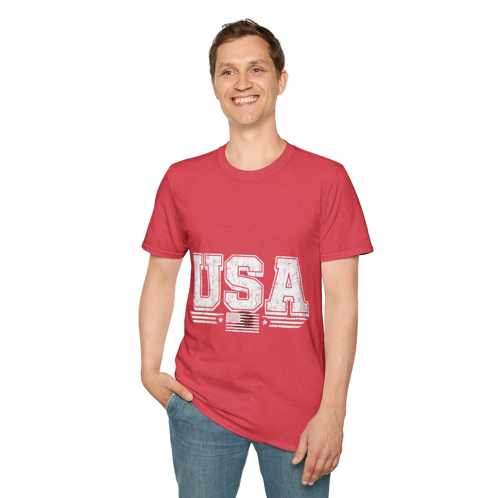 USA Vintage Block T-Shirt — Patriotic Americana Graphic Tee