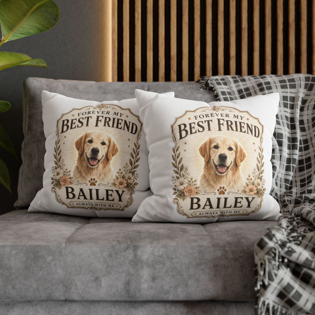 Personalized Dog Pillowcase  Milo Bailey Dog Dad Mom— "Forever My Best Friend" Custom Pet Name Cushion Cover