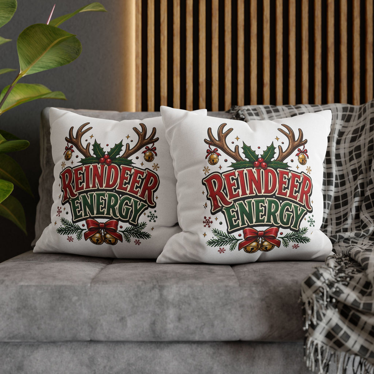 Christmas Reindeer Energy Holiday Pillowcase — Festive Christmas Decorative Throw Cover