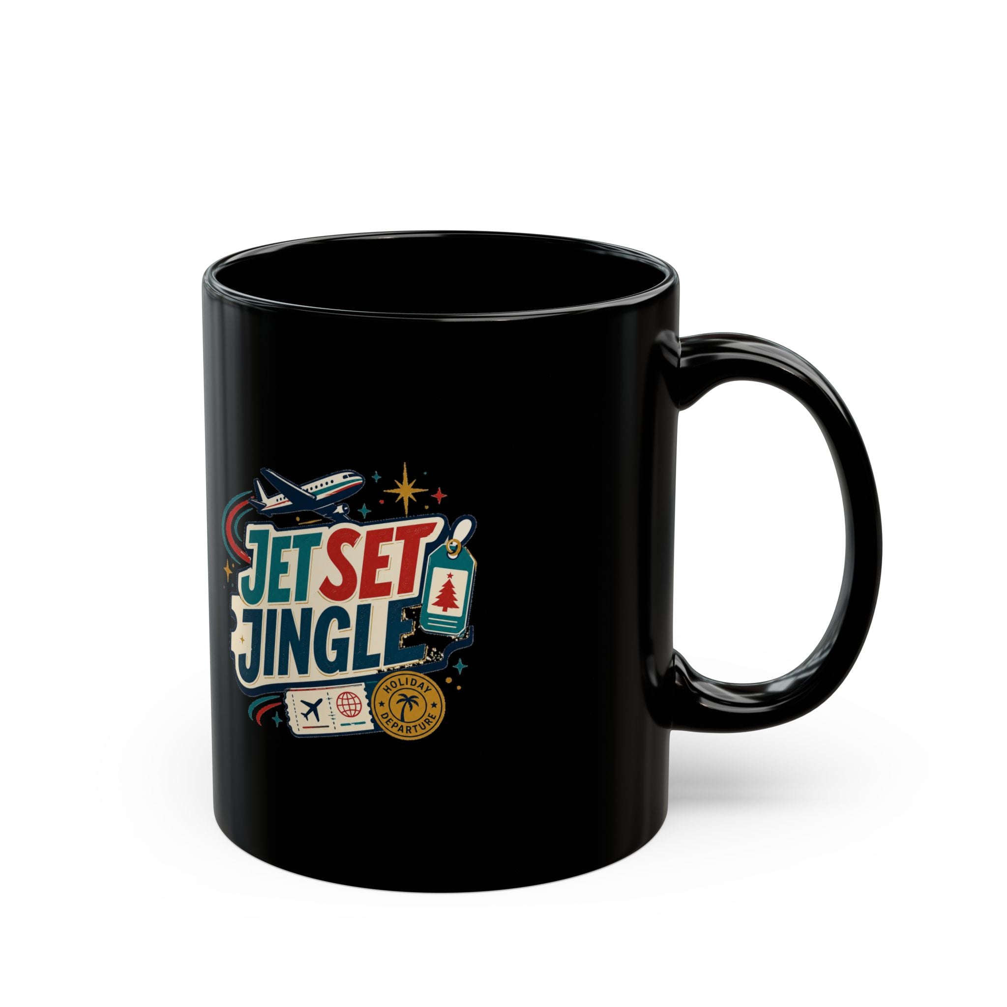 Modern Day Christmas Jet Set Jingle Travel Mug — Festive Christmas Airplane Coffee Cup
