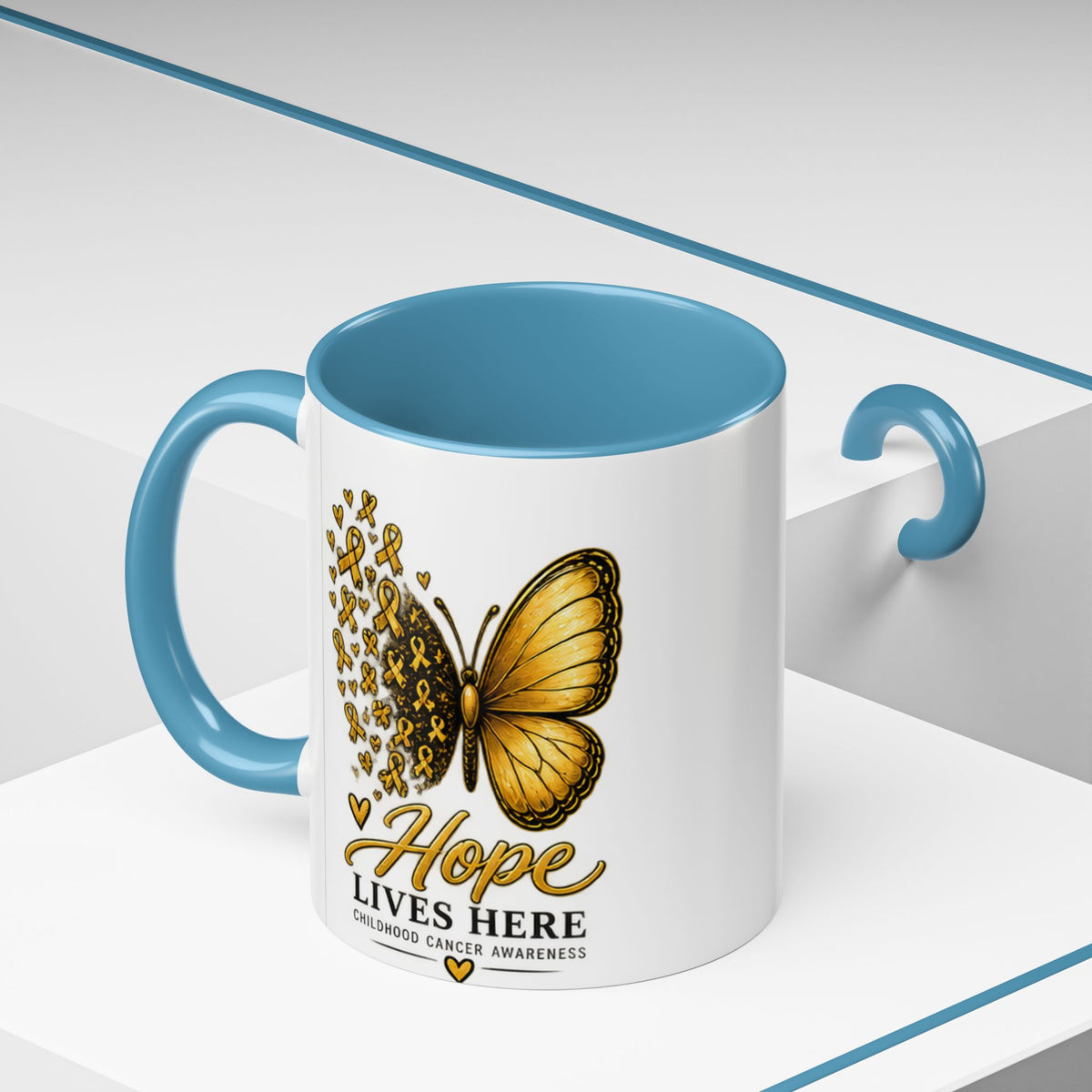 Hope Lives Here Childhood Cancer Awareness Accent Coffee Mug